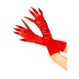 Leg Avenue Rhinestone Claw Gloves Red