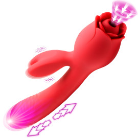 Bloomgasm Blooming Bunny Sucking & Thrusting Silicone Rabbit Vibrator Red