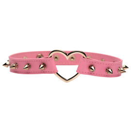 Master Series Spiked Heart Choker Pink