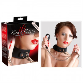 Bad Kitty Silicone Collar with Leash Black