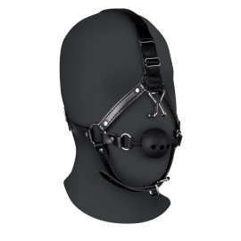 Ouch! Xtreme Head Harness with Breathable Ball Gag and Nose Hooks Black