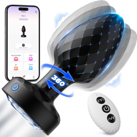 SuperLove 360 Tornado Swiveling Light Up Butt Plug with App Black