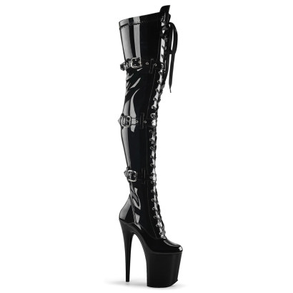 Pleaser Flamingo-3028 Blk Str Pat/Blk